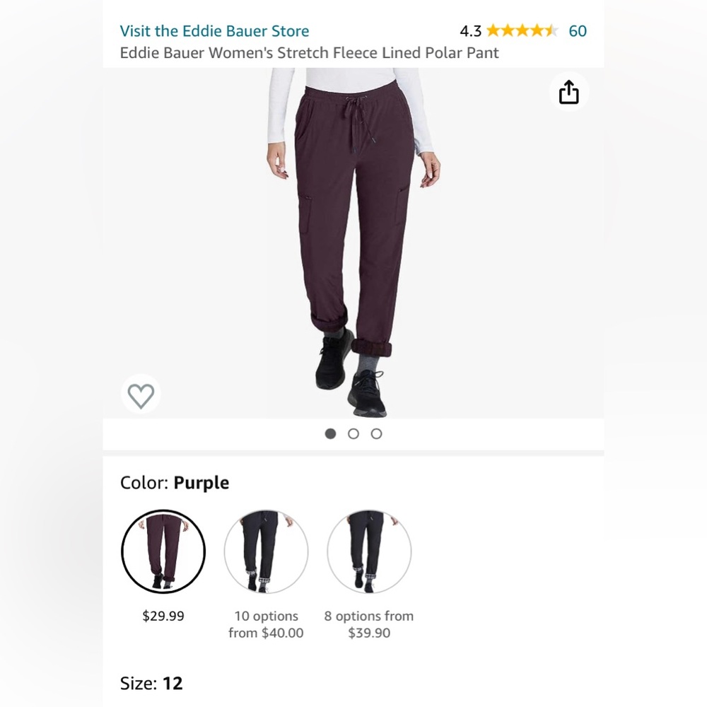 COPY - Eddie Bauer Women's Stretch Fleece Lined Polar Pant